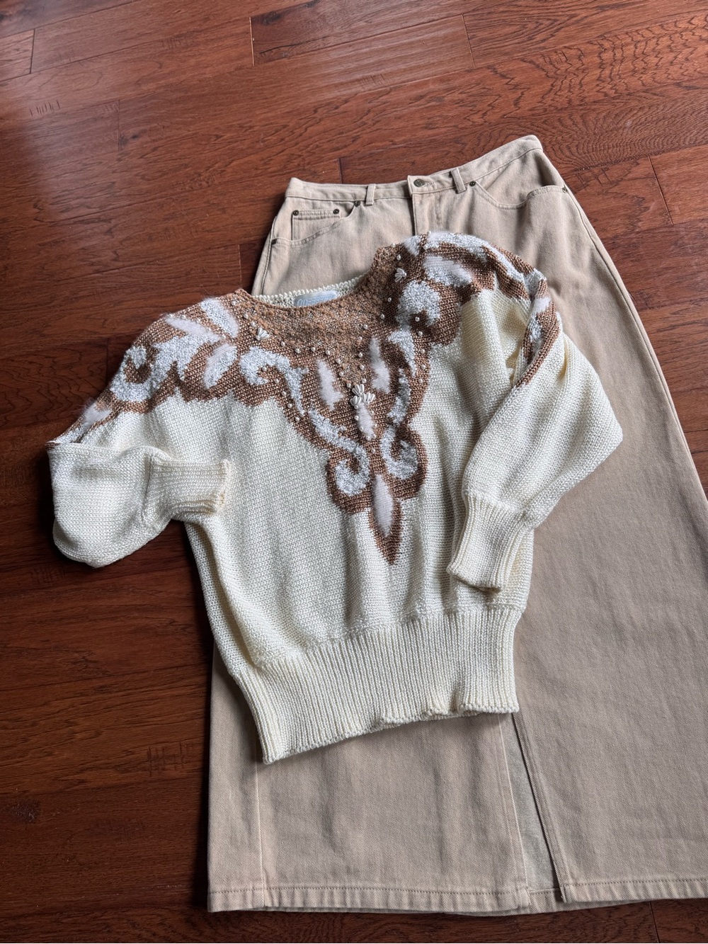 Eddie Bauer Tan Denim Long Skirt - Picture 5 of 12